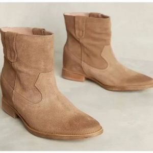 Anthropologie Tan Suede Bootie